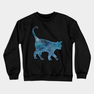 Watercolor Galaxy Cat Crewneck Sweatshirt